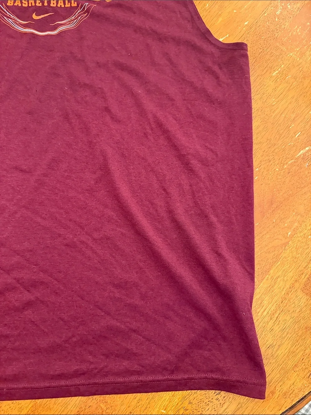 Nike Sleeveless Virginia Tech Basketball Tee - Maroon with Orange Logo xxl